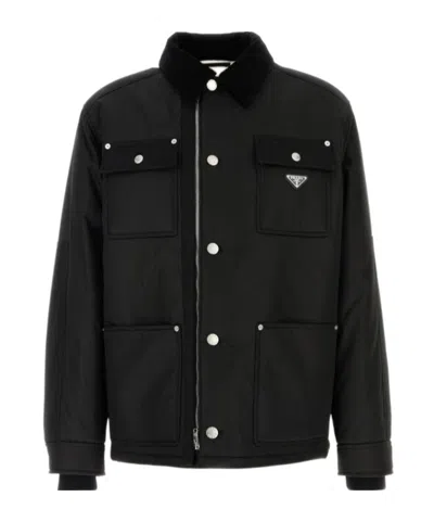 Prada Long-sleeved Casual Jacket In Black