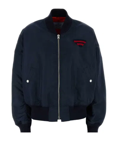 Prada Long-sleeved Casual Jacket In Blue