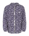 Prada Hibiscus-print Hooded Windbreaker In Blue