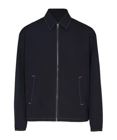 Prada Long-sleeved Casual Jacket In Blue