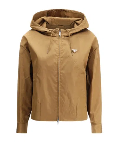 Prada Long-sleeved Casual Jacket In Brown