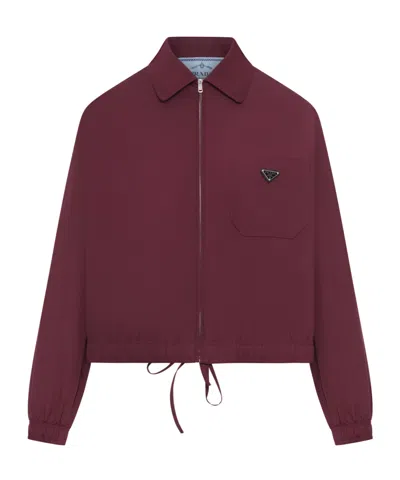Prada Long-sleeved Casual Jacket In Burgundy