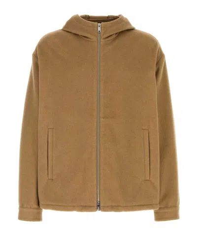 Prada Long-sleeved Casual Jacket In Camel Brown