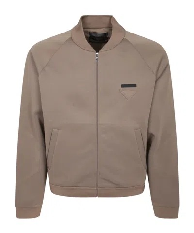 Prada Long-sleeved Casual Jacket In Brown