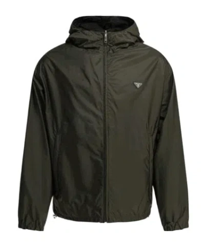 Prada Long-sleeved Casual Jacket In Green