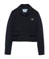 Prada Embroidered Single-breasted Jacket In Navy Blue