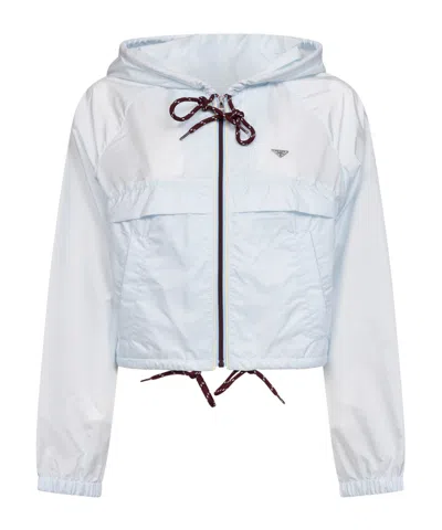 Prada Re-nylon Feather Crop Jacket In Blue