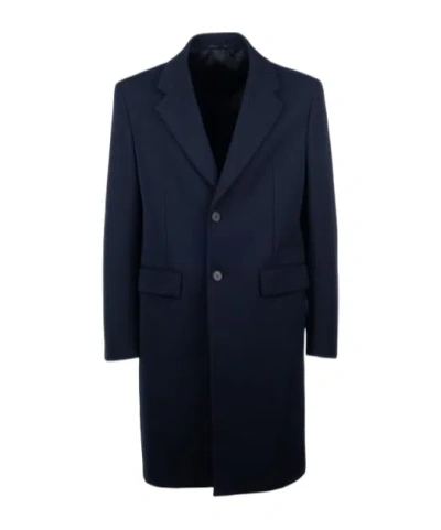 Prada Long-sleeved Coat In Blue