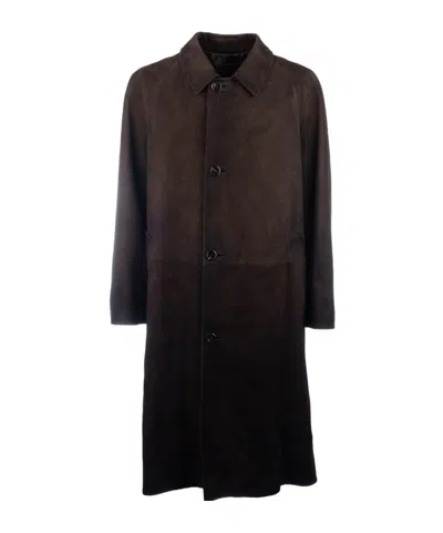 Prada Long-sleeved Coat In Brown