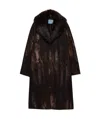 Prada Single-breasted Printed Drill Coat In Cocoa Brown
