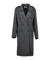 Prada Long-sleeved Coat In Gray