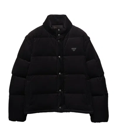 Prada Long-sleeved Cotton Jacket In Black