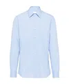 Prada Button-down Collar Poplin Shirt With Cuffed Sleeves In Blue