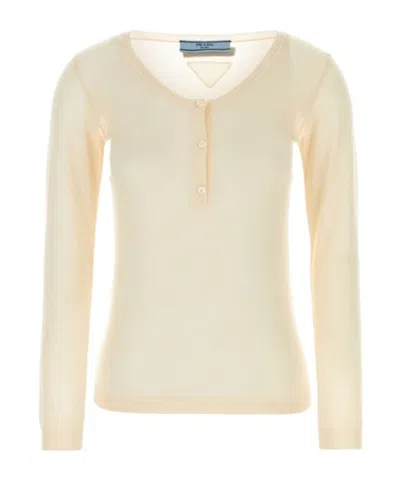 Prada Skin Pink Cashmere Blend Sweater In Beige