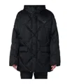 Prada Black Down Jacket In Re-nylon In Black