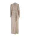 Prada Geometric Print Silk Shirt Dress In Bean Paste Color