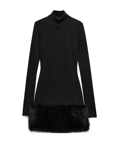 PRADA PRADA LONG-SLEEVED STRETCHED JERSEY DRESS