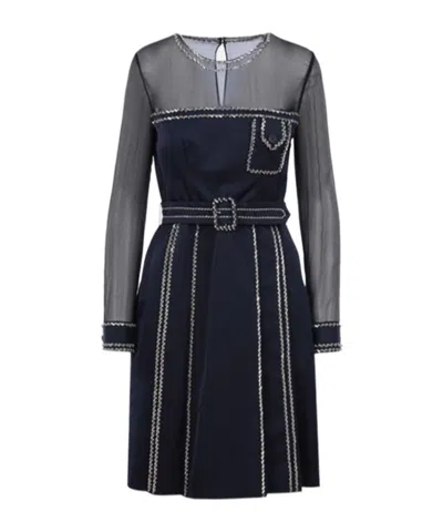 Prada Long-sleeved Dress In Black