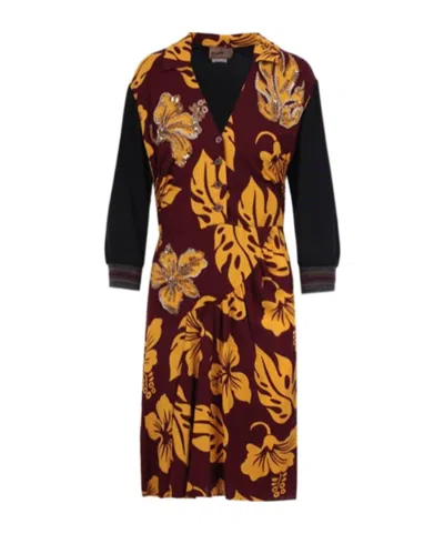 Prada Long-sleeved Dress In Brown