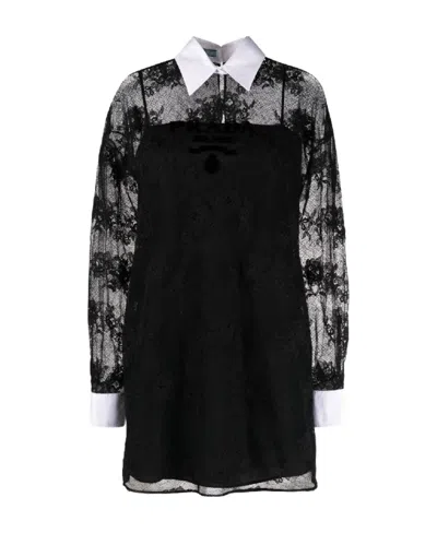 Prada Long-sleeved Dress With Shirt Collar In Black