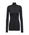Prada Versatile Stretch Turtleneck Top With Long Sleeves In Black