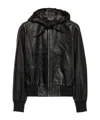 Prada Long-sleeved Hooded Leather Jacket In Black