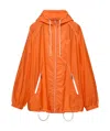Prada Long-sleeved Hooded Raincoat In Orange