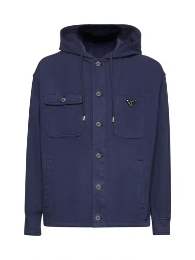 Prada Long-sleeved Jacket In Blue