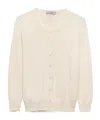 Prada Cotton And Silk Knit Cardigan In Neutral