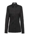 Prada Fitted Stretch Poplin Shirt With Long Sleeves In Black