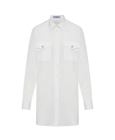 PRADA PRADA BUTTON-EMBELLISHED POPLIN SHIRT