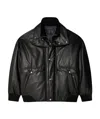 Prada Long-sleeved Leather Jacket In Black