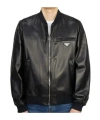 Prada Men Black Nappa Leather Reversible Bomber Jacket In Black