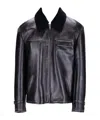 Prada Long-sleeved Leather Jacket In Black