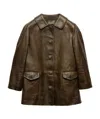 Prada Long-sleeved Leather Jacket In Rodengreen