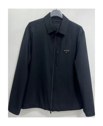 Prada Long-sleeved Logo Casual Jacket In Black