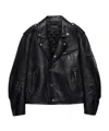 Prada Womens Black Vintage-treated Leather Biker Jacket In Black