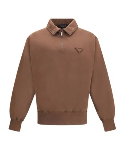 PRADA PRADA LONG-SLEEVED FLEECE POLO SHIRT
