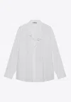 Prada Long Sleeve Collared Shirt With Cuffed Sleeves In White