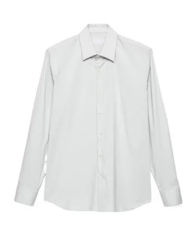 Prada Long-sleeved Poplin Shirt In White