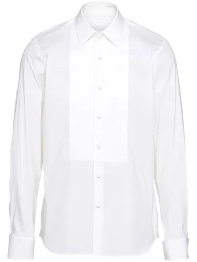 Prada Long-sleeved Cotton Shirt In White