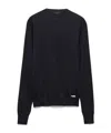 Prada Logo Patch Silk Crewneck Sweater In Black