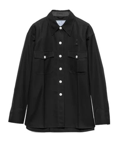 Prada Long-sleeved Shirt In Black