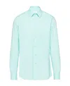 Prada Stretch Cotton Shirt In Blue