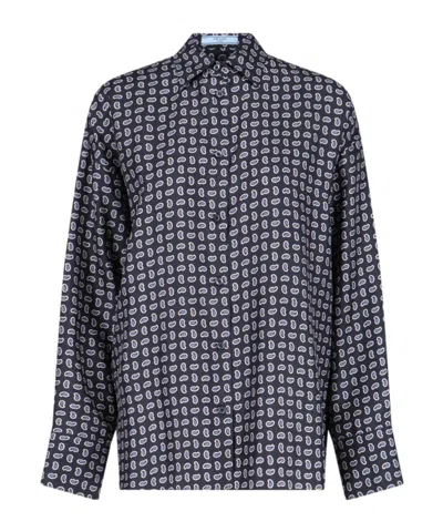 PRADA PRINTED TWILL SILK SHIRT