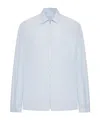Prada Technical Fabric Shirt With Striped Pattern In Blue