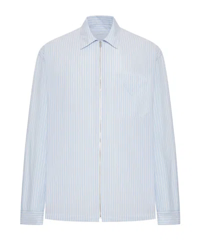 PRADA PRADA ZIP-UP STRIPED SHIRT