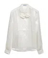 Prada Embroidered Satin Shirt In White