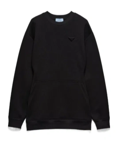 Prada Women Logo Sweatshirt Dress In Black