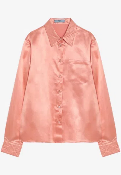 PRADA LONG-SLEEVED SILK-BLEND SHIRT